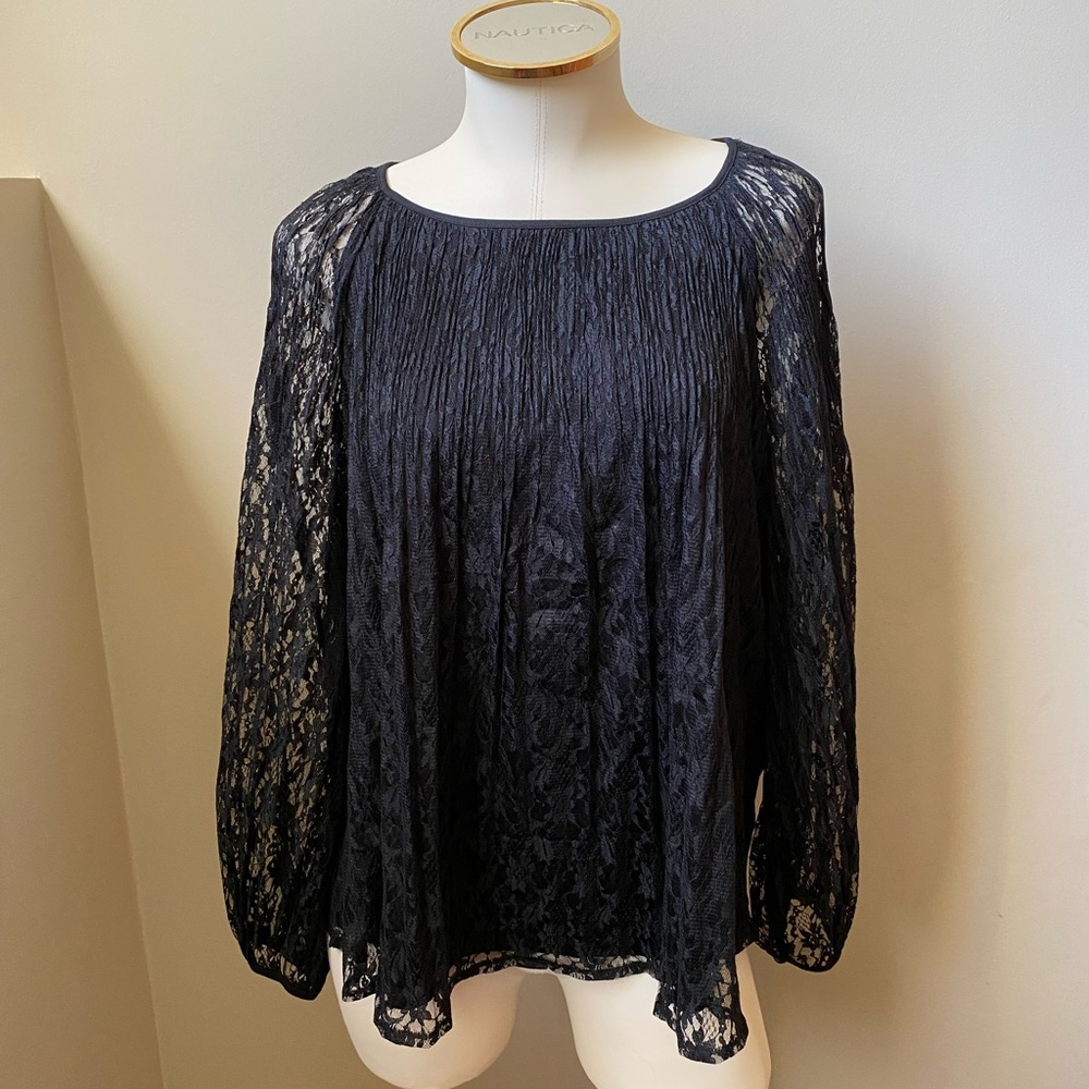 LAUREN CONRAD MATERNITY Black Lace Open-Shoulder Top NWT | Size XL - Picture 3 of 14